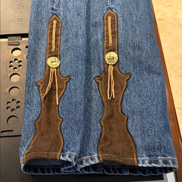 VINTAGE LAWMAN WOMENS JEANS WITH FAUX LEATHER DETAIL - Picture 2 of 14